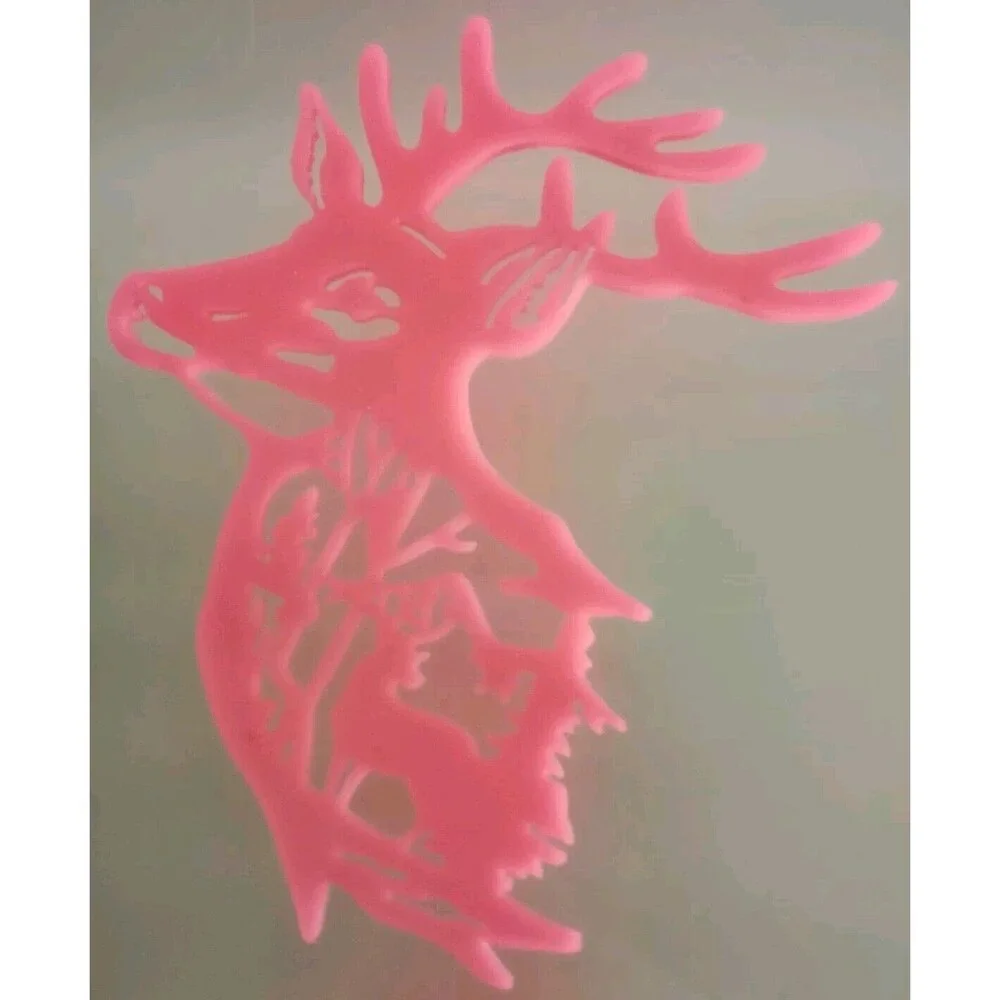 Deer Silhouette Pink Resin With Deer & Pine Trees Inside Homemade Home Decor New